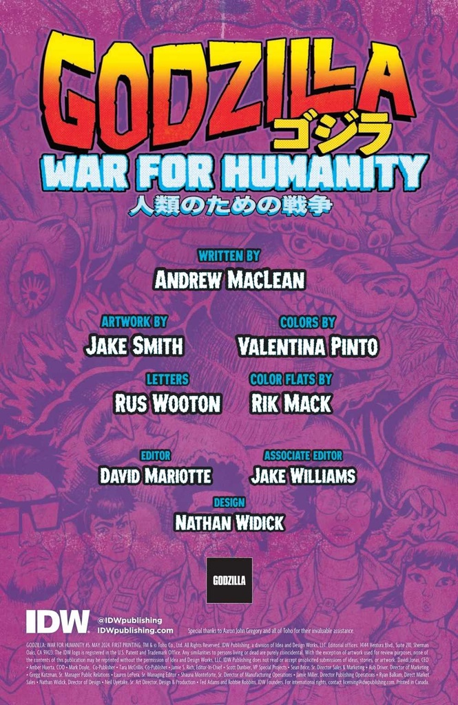 GODZILLA WAR FOR HUMANITY #5 CVR A MACLEAN