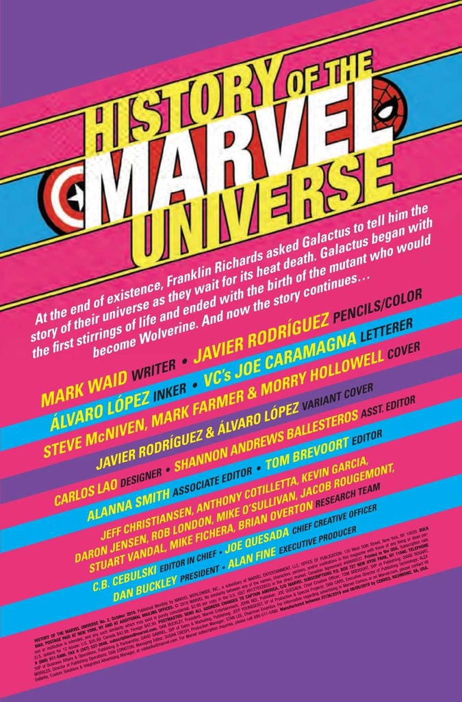 History of Marvel Universe #2 of 6 (Rodriguez Variant)