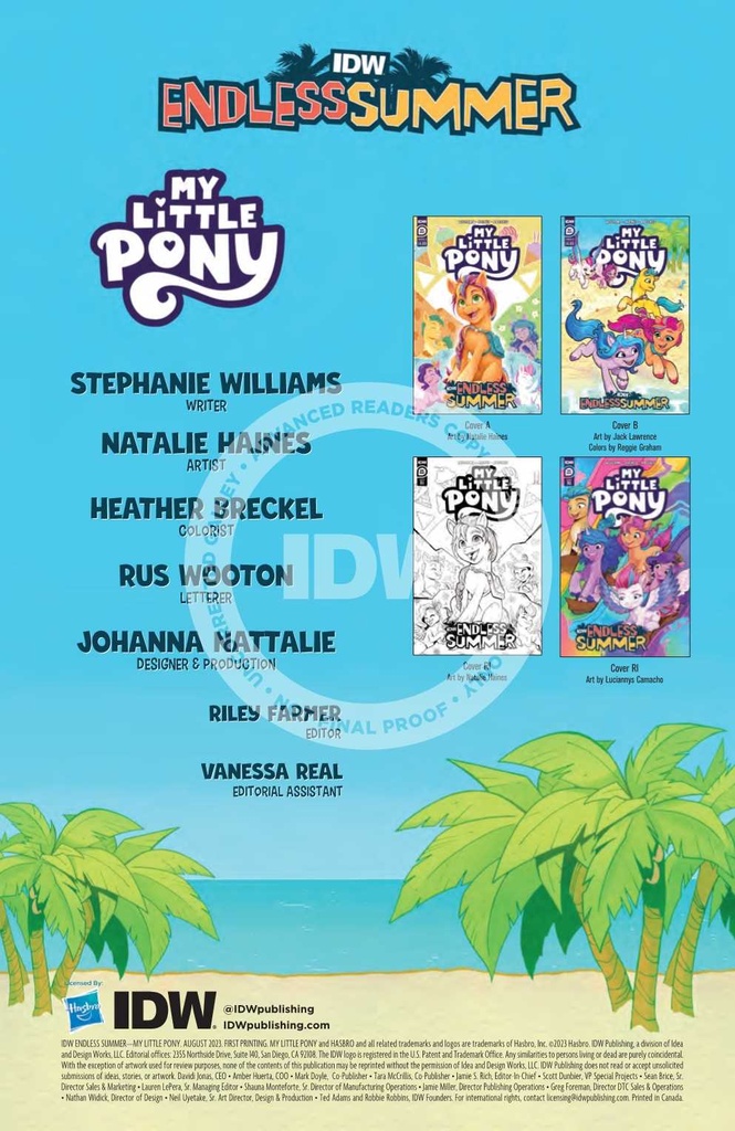 IDW ENDLESS SUMMER MY LITTLE PONY CVR A HAINES