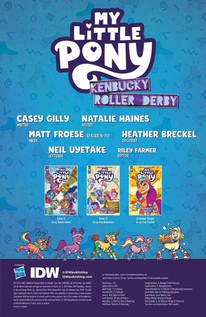 MLP KENBUCKY ROLLER DERBY #1 CVR B MEBBERSON