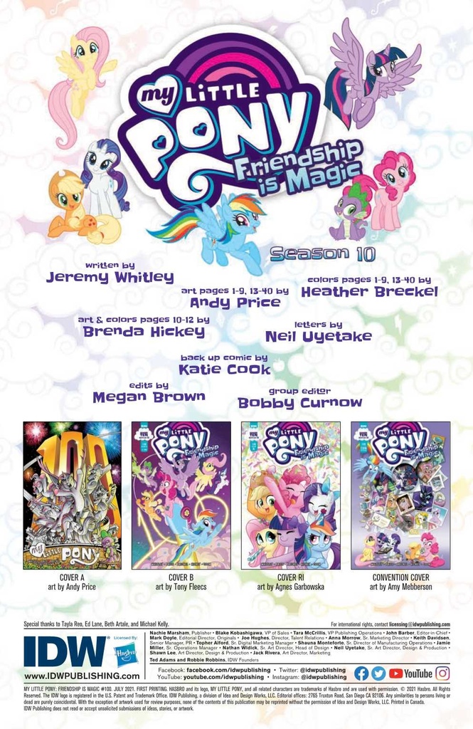 MY LITTLE PONY FRIENDSHIP IS MAGIC #100 CVR A  ANDY PRICE (C