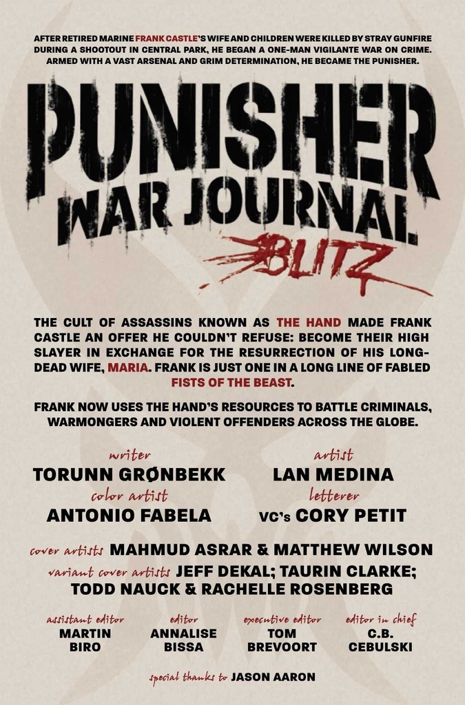 PUNISHER WAR JOURNAL BLITZ #1 DEKAL VAR