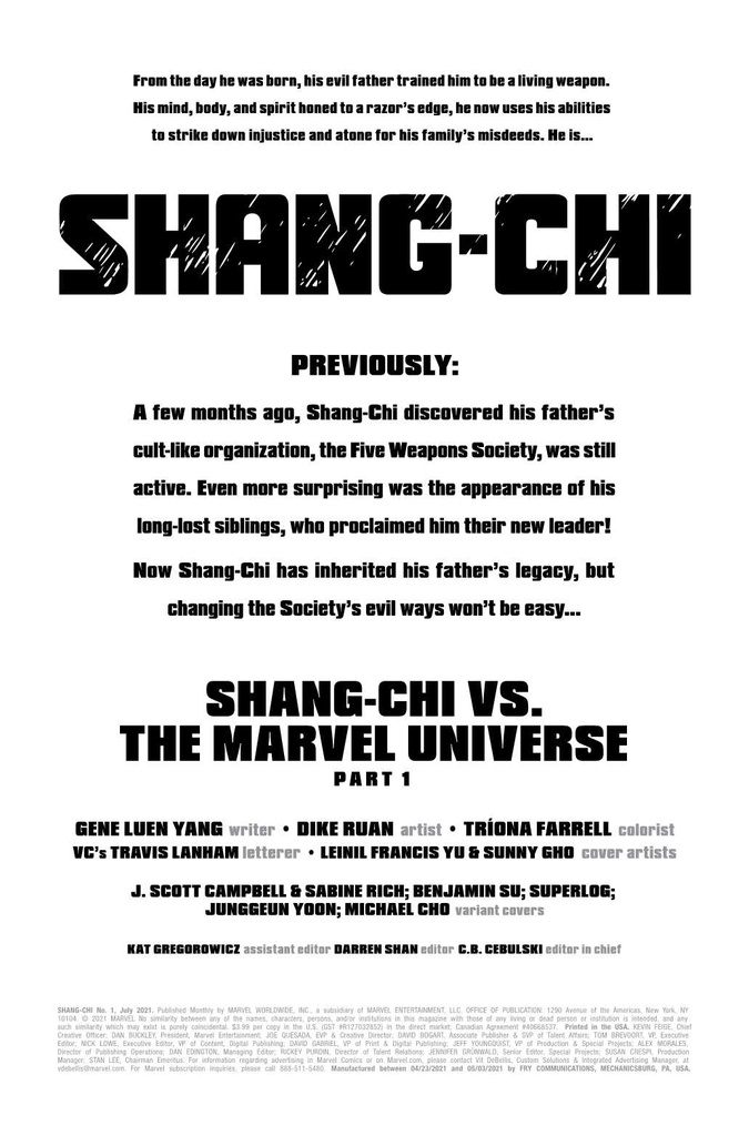 SHANG-CHI #1