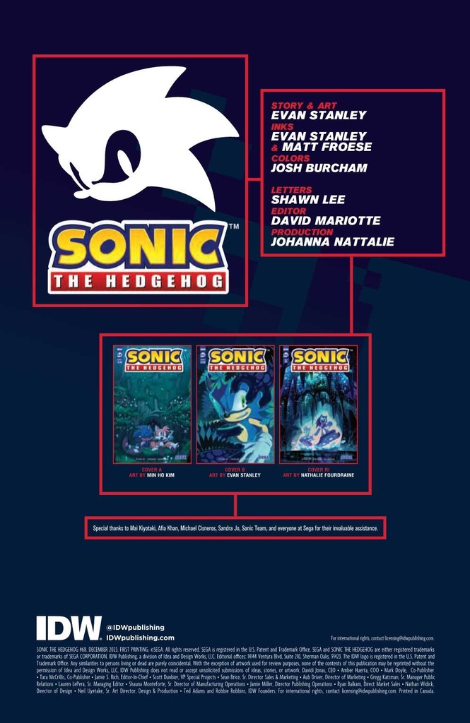 SONIC THE HEDGEHOG #68 CVR A KIM