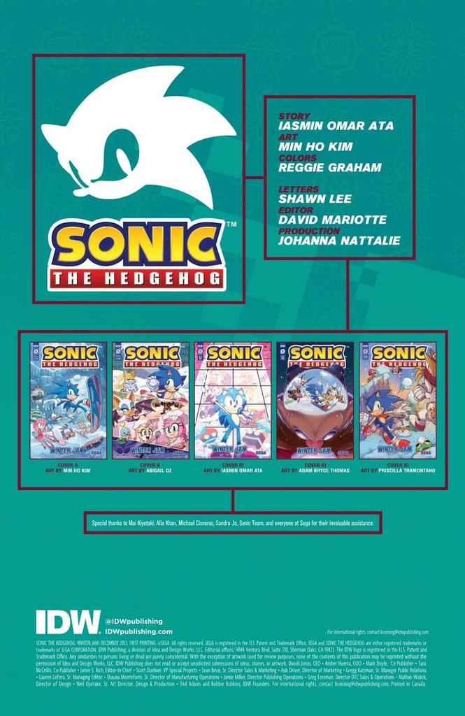 SONIC THE HEDGEHOG WINTER JAM ONESHOT #1 CVR A KIM