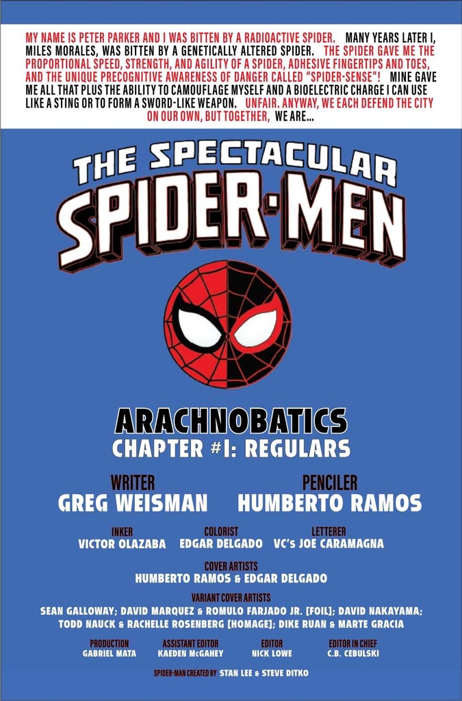 SPECTACULAR SPIDER-MEN #1 TBD ARTIST VAR