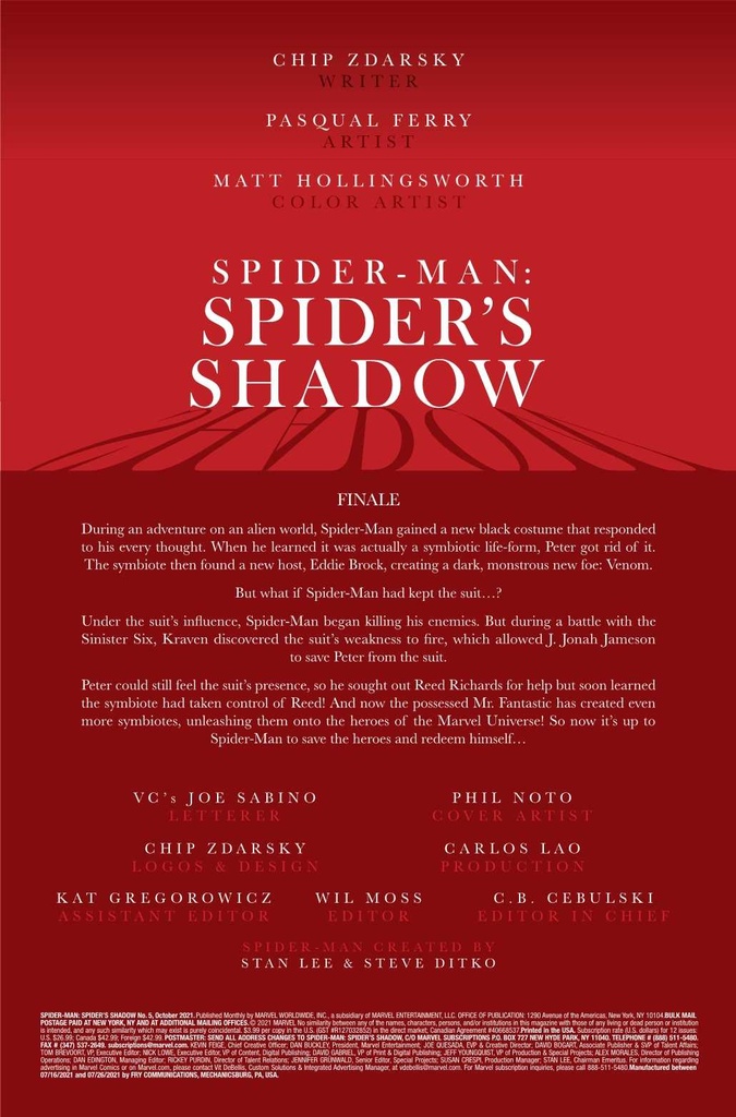 SPIDER-MAN SPIDERS SHADOW #5 (OF 5)