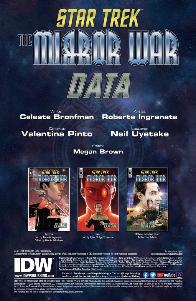 STAR TREK MIRROR WAR DATA #1 CVR A INGRANATA