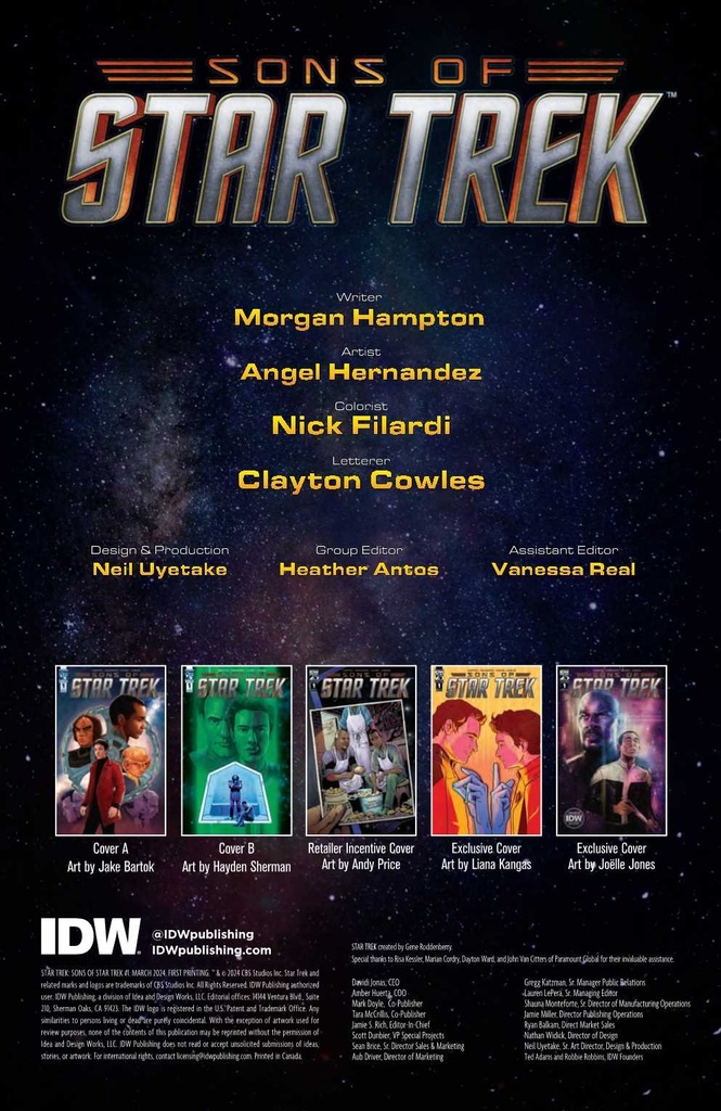 STAR TREK SONS OF STAR TREK #1 CVR A BARTOK