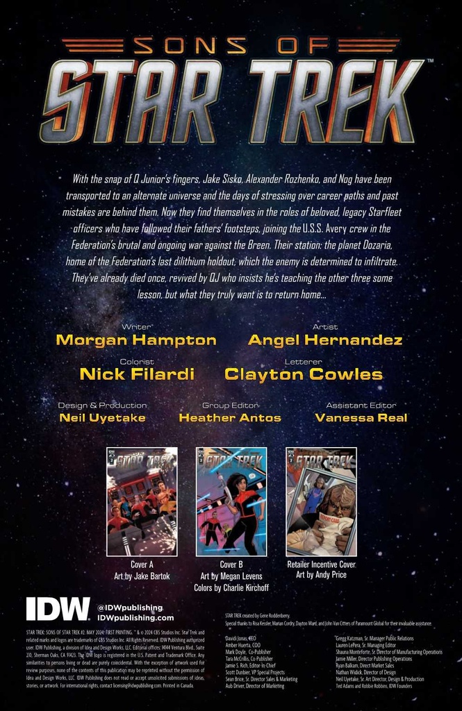 STAR TREK SONS OF STAR TREK #2 CVR A BARTOK