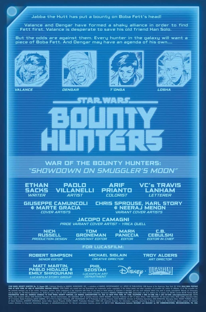 STAR WARS BOUNTY HUNTERS #13 CAMAGNI PRIDE VAR