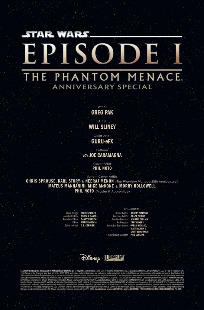 STAR WARS PHANTOM MENACE 25TH ANN SPECIAL #1 25TH ANN VAR