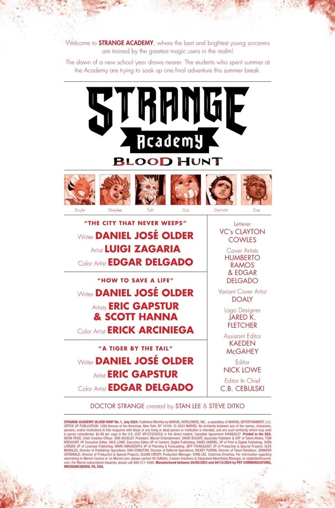 STRANGE ACADEMY BLOOD HUNT #1 TBD ARTIST VAR