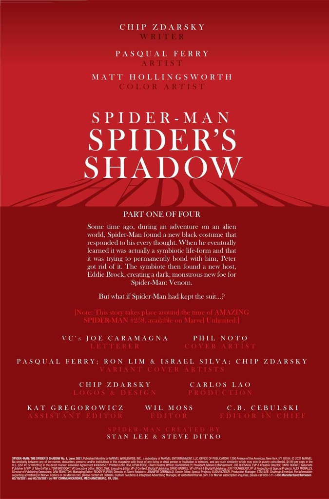 Spider-Man: Spider's Shadow #1 of 5 (Ferry Variant)