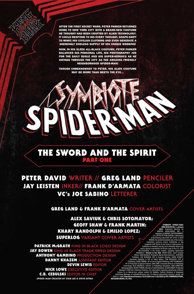 Symbiote Spider-Man: King In Black #1 (Shaw Variant)