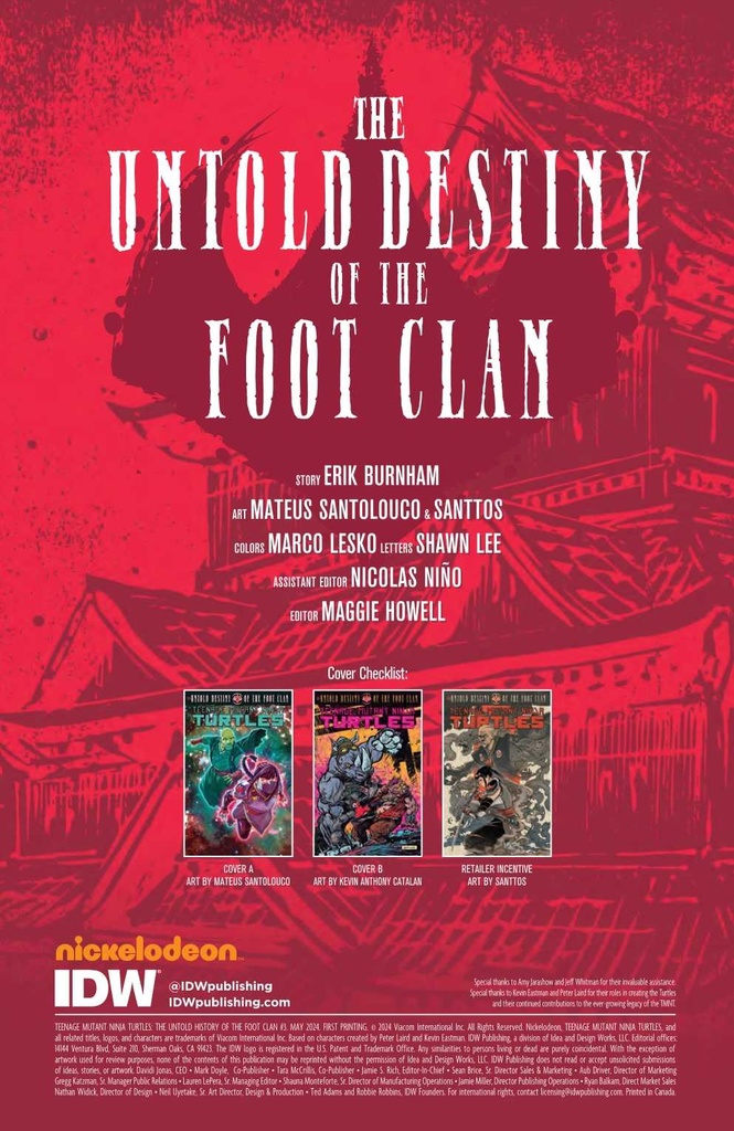 TMNT UNTOLD DESTINY OF FOOT CLAN #3 CVR A SANTOLOUCO