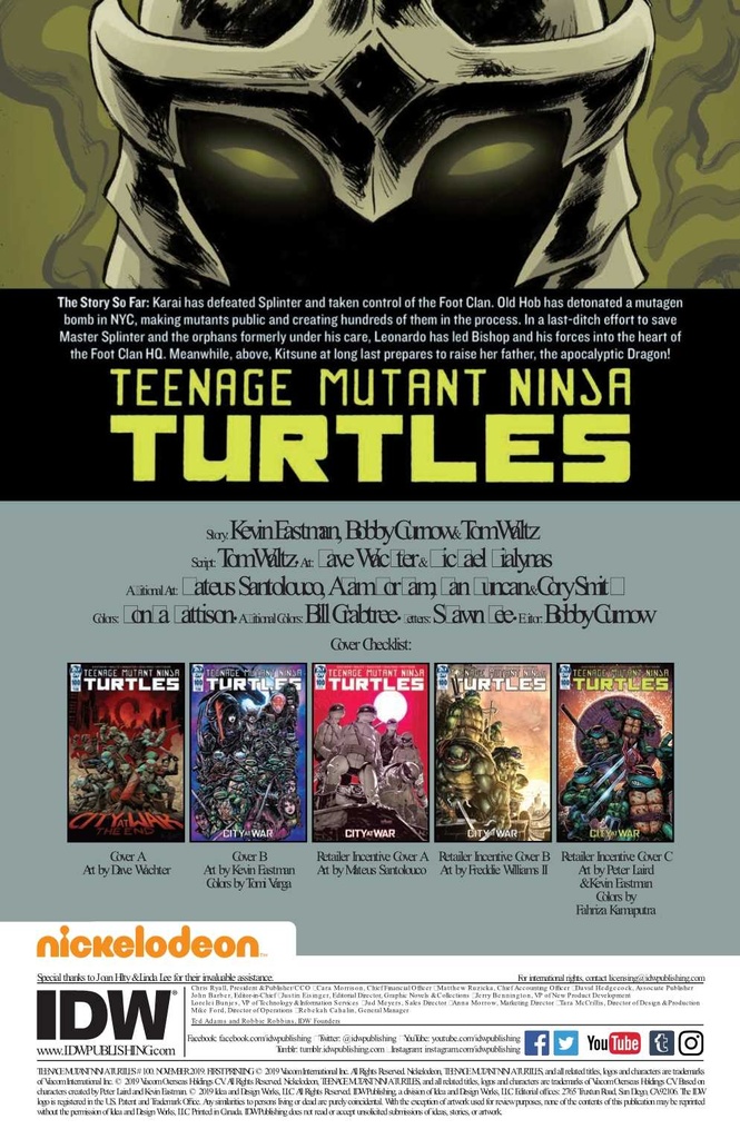 Teenage Mutant Ninja Turtles: Ongoing #100 (Cover B Eastman)