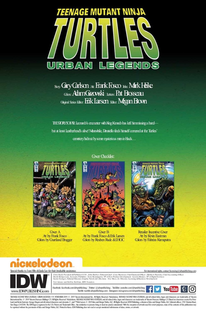 Teenage Mutant Ninja Turtles: Urban Legends #19 (Cover A Fosco)