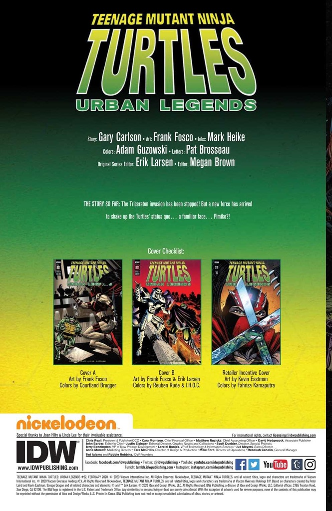 Teenage Mutant Ninja Turtles: Urban Legends #22 (Cover A Fosco)