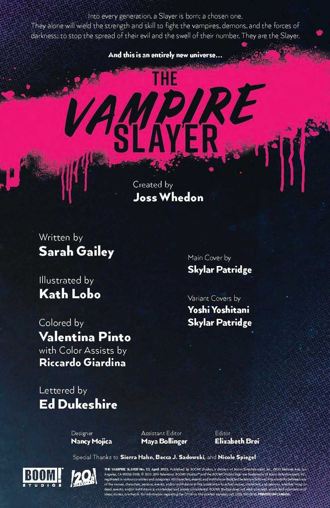 VAMPIRE SLAYER (BUFFY) #13 CVR B YOSHITANI