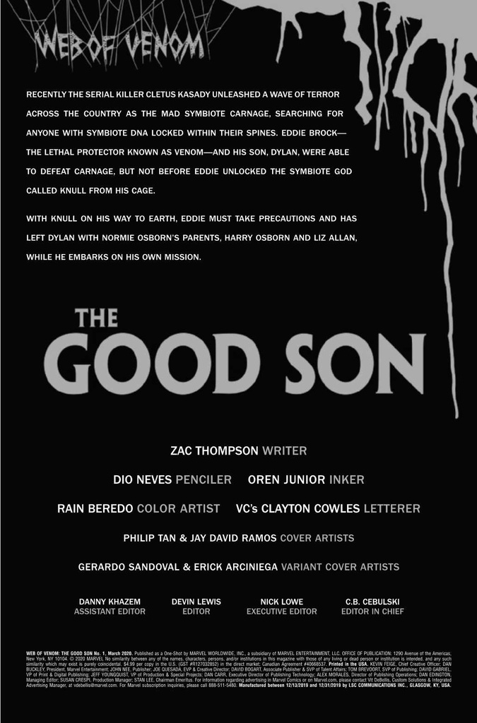 Web Of Venom: Good Son #1