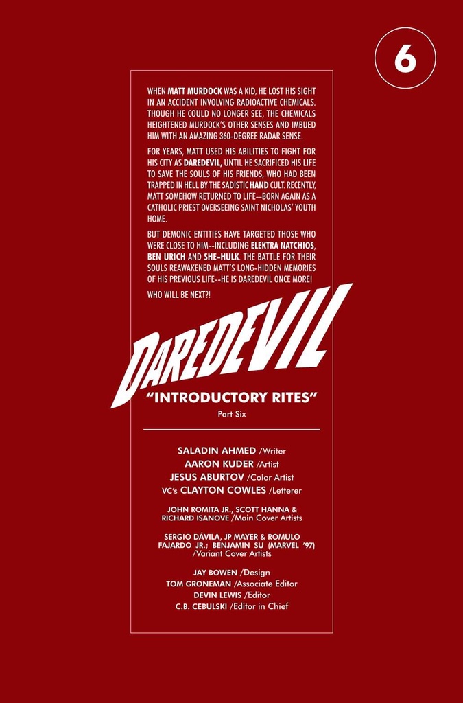 DAREDEVIL #6 BEN SU MARVEL 97 VAR