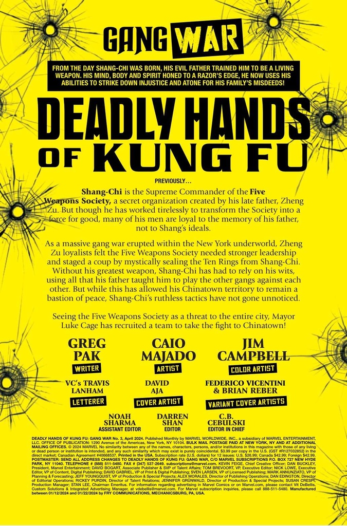 DEADLY HANDS OF KUNG FU GANG WAR #3 VICENTINI STORMBREAKERS