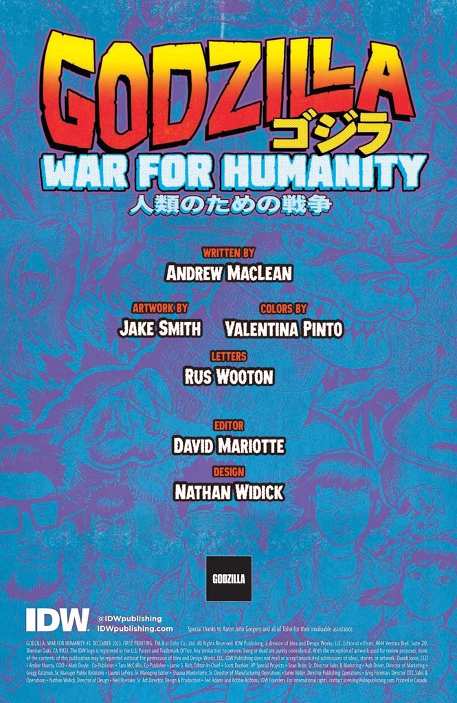 GODZILLA WAR FOR HUMANITY #3 CVR A MACLEAN