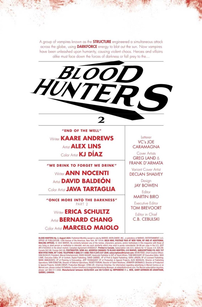 BLOOD HUNTERS #2 TBD ARTIST BOOK CVR VAR