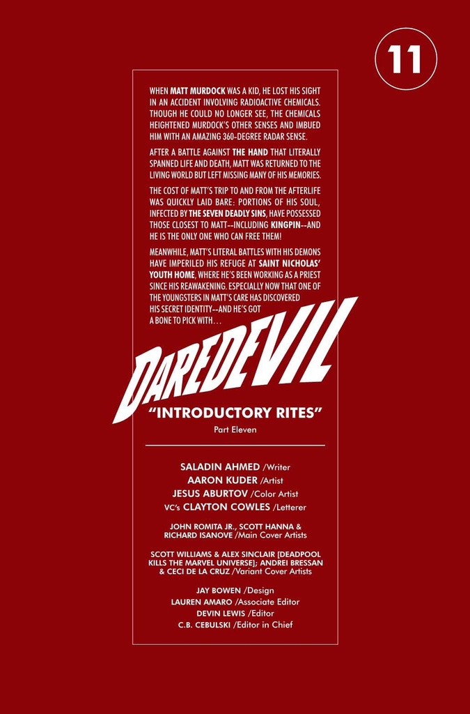 DAREDEVIL #11 TBD ARTIST VAR