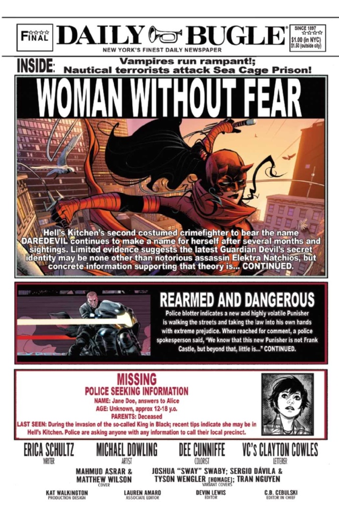 DAREDEVIL WOMAN WITHOUT FEAR #1 JOSHUA SWABY DAREDEVIL VAR