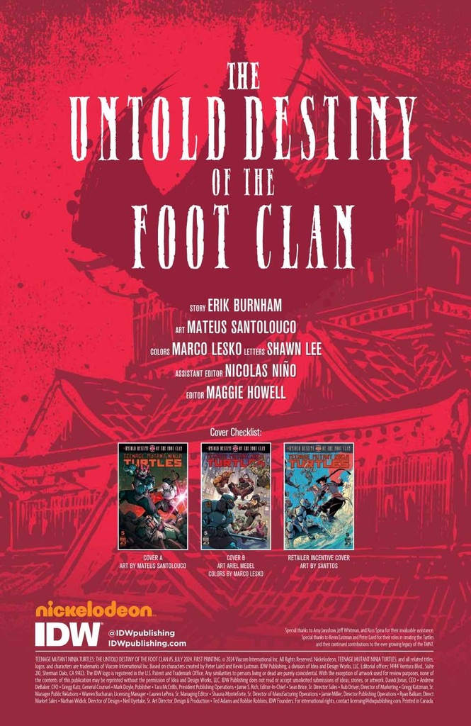 TMNT UNTOLD DESTINY OF FOOT CLAN #5 CVR A SANTOLOUCO