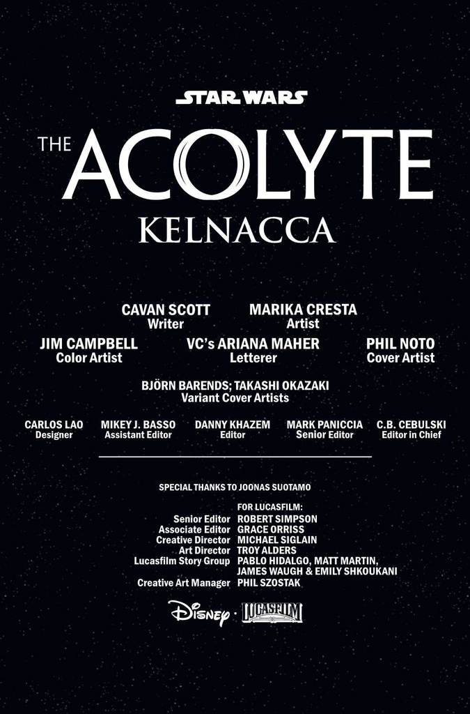 STAR WARS THE ACOLYTE KELNACCA #1 TAKASHI OKAZAKI VAR