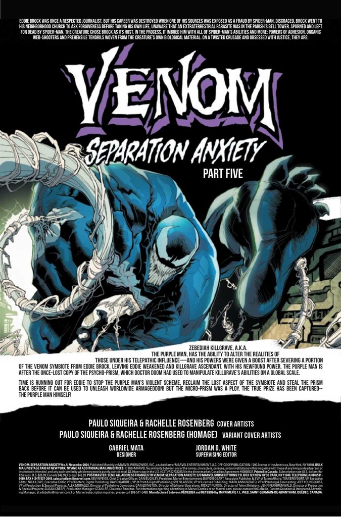 VENOM SEPARATION ANXIETY #5 (OF 5)