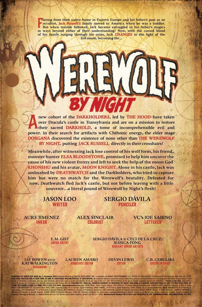 WEREWOLF BY NIGHT RED BAND #3 [POLYBAGGED]