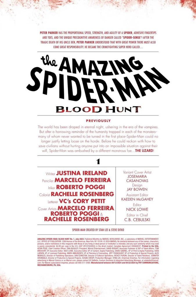 AMAZING SPIDER-MAN BLOOD HUNT #1 BLOOD RED VAR