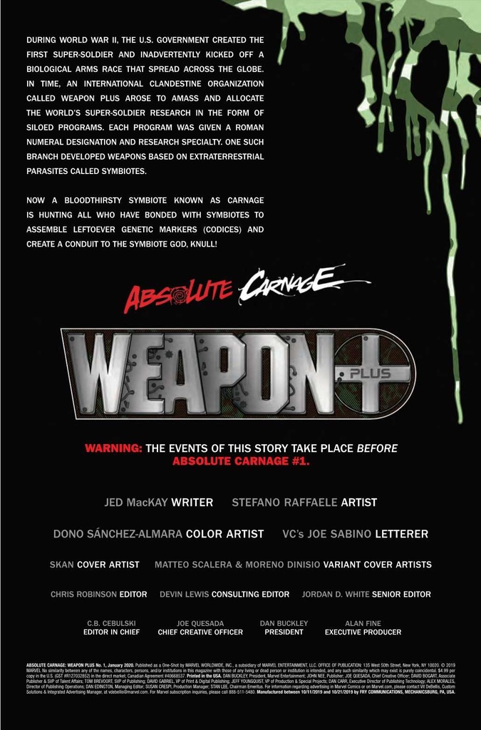 Absolute Carnage: Weapon Plus #1