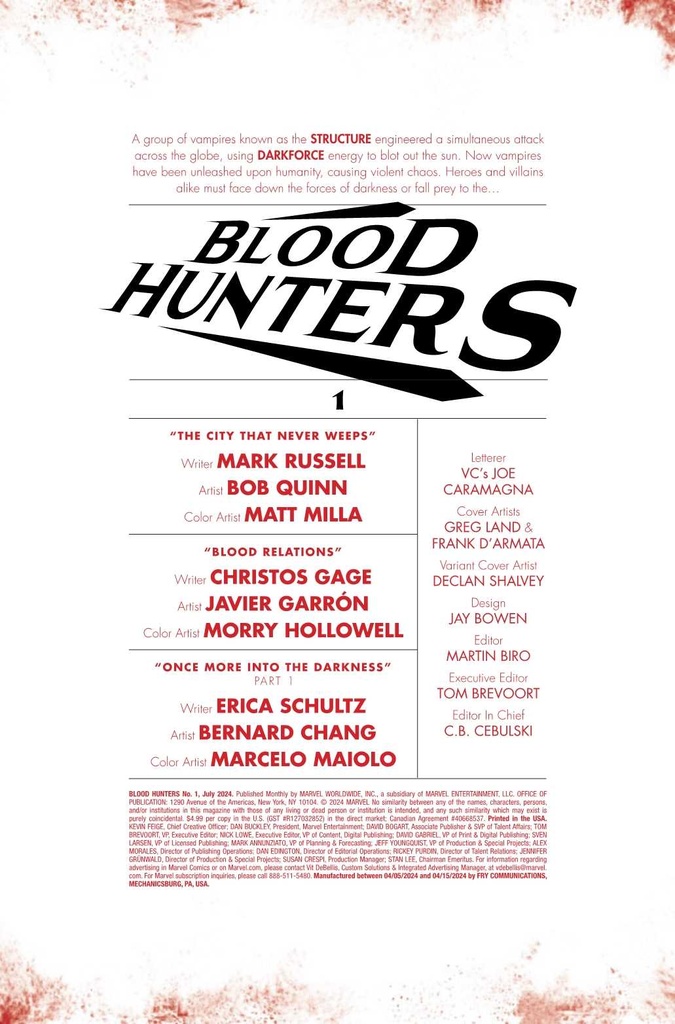 BLOOD HUNTERS #1 TBD ARTIST BOOK CVR VAR