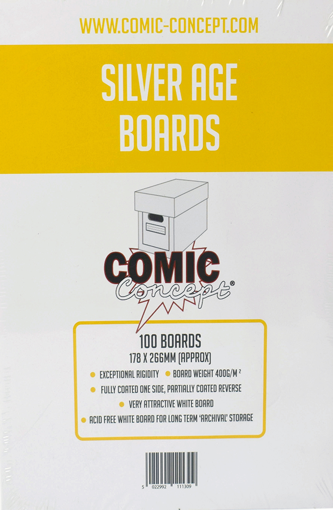 Comic Concept Silver Sized Backing Boards (Pack of 100)