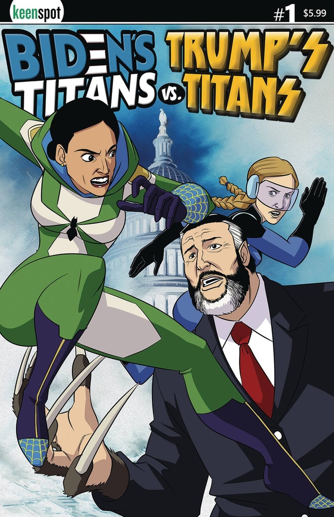 Biden's Titans vs. Trump's Titans #1 (Cover E AOC & Greta vs Ted Cruz)