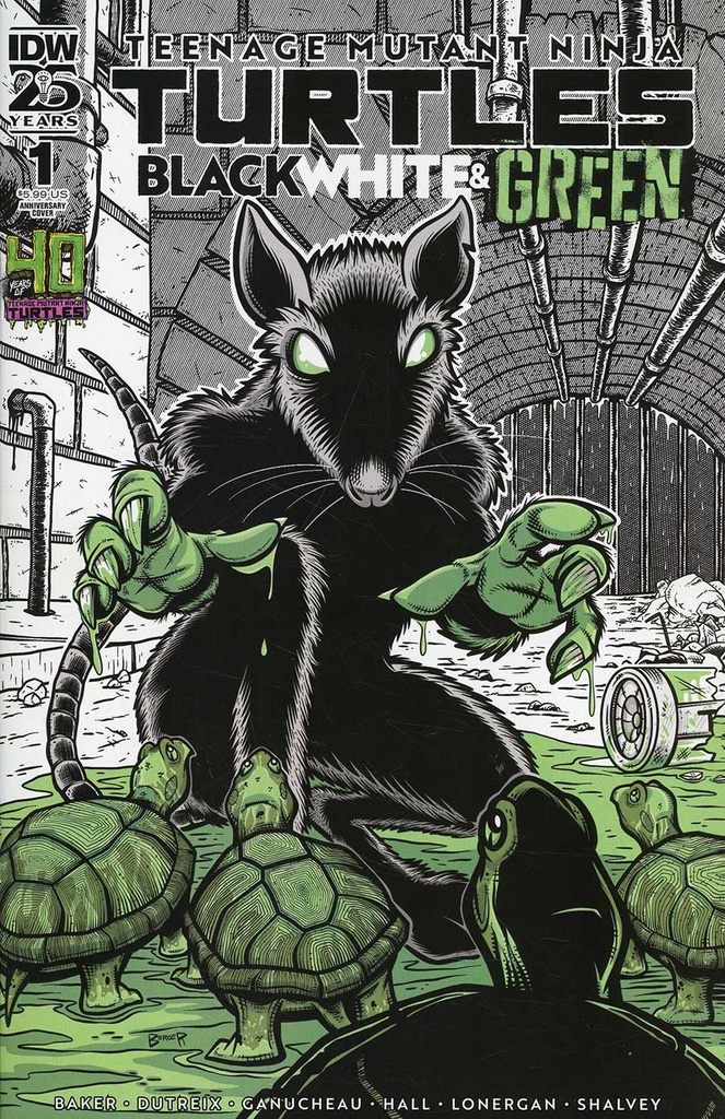 Teenage Mutant Ninja Turtles: Black, White, & Green #1 (Cover D Dan Berger 40th Anniversary Variant)